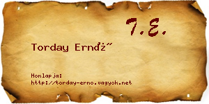 Torday Ernő névjegykártya